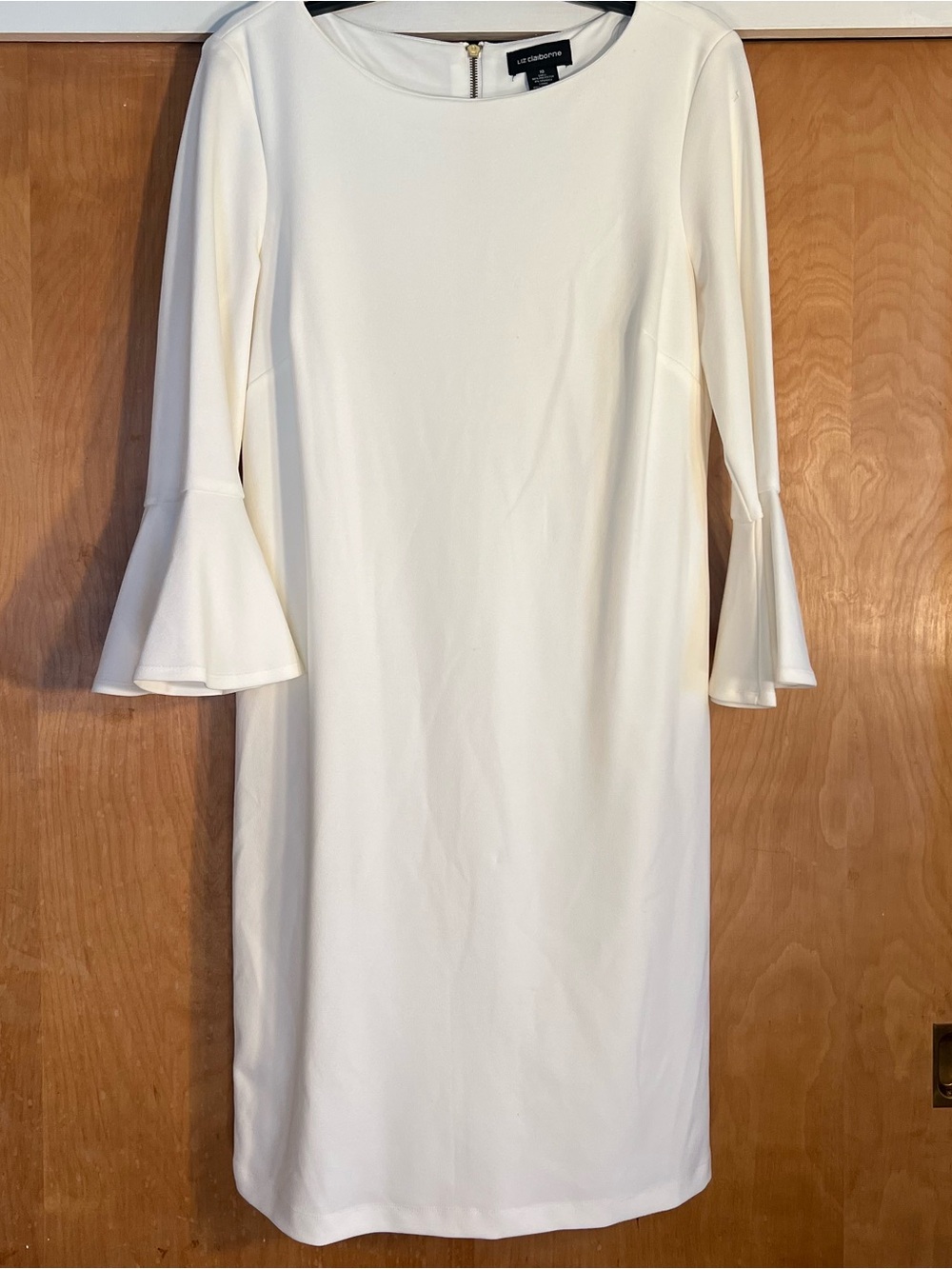 Liz Claiborne Cream Long-Sleeve Sheath Dress with Bell Cuffs